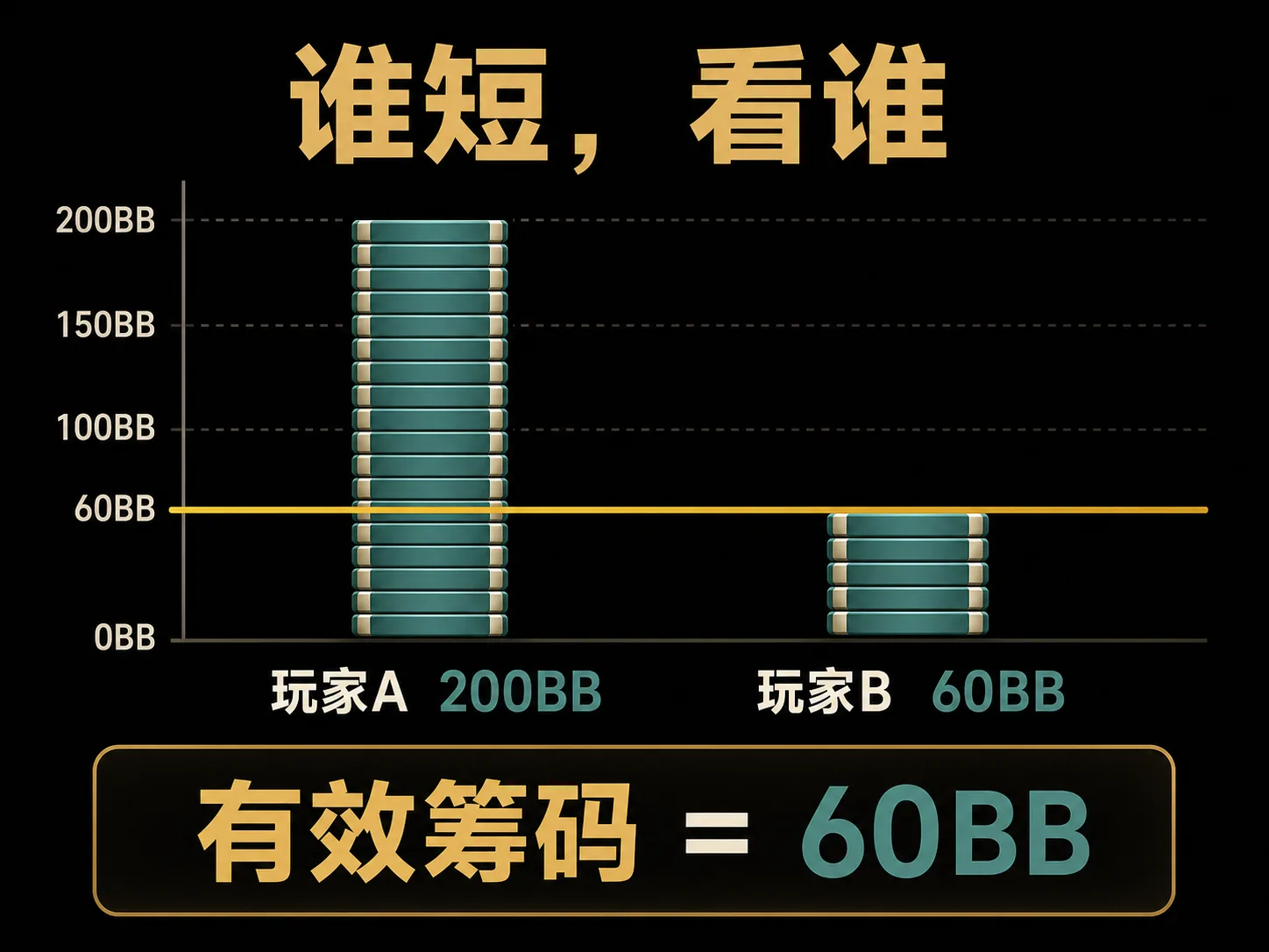 有效筹码由较短一方决定