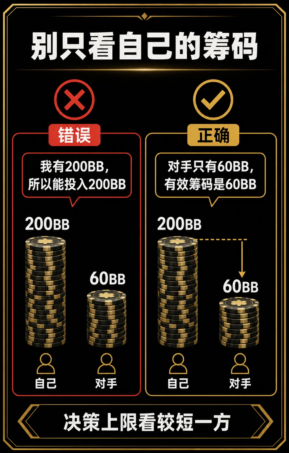 只看自己筹码的正误对比